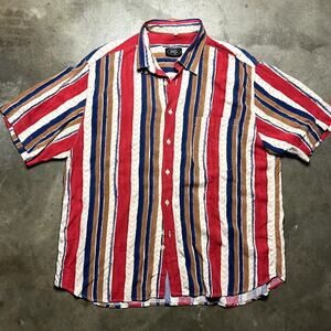 Valerio Valeri Dress Shirt Men's L Button Down Stripped Shirt